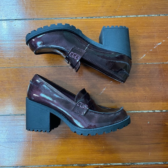 NEW True Craft Chunky Burgundy Lugged Heel Platform Loafer - Size 8 - Picture 6 of 8